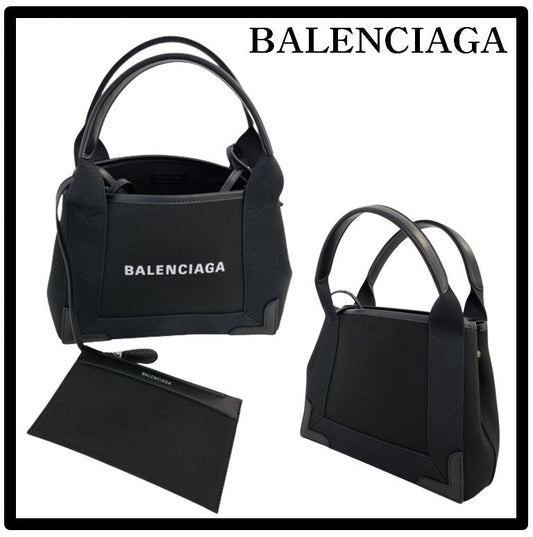 【バレンシアガ】限定!すぐ届く! NAVY スモールカバス ポーチ付