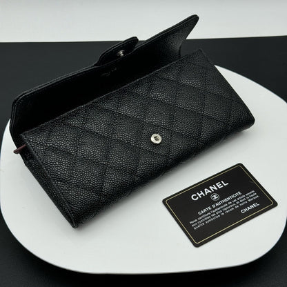【シャネル】長財布 キャビアスキン ロングウォレット ！ブラック